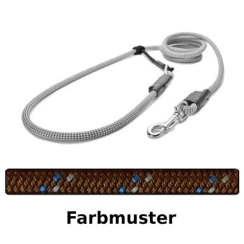 EASYLONG Hundeleine - M - 3m - braun mit blau und silber Strichen